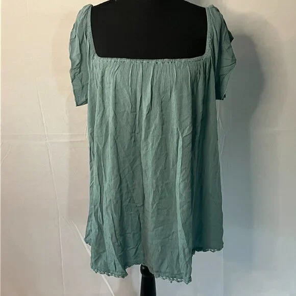 CLEAROUT-O'Neill Womens Dress Green Blue off shoulder Swim cover Up Large - 0132 - Picture 6 of 7